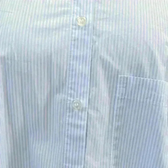 H&M men’s button-down long sleeve shirt; baby blue and white stripes - Picture 6 of 8